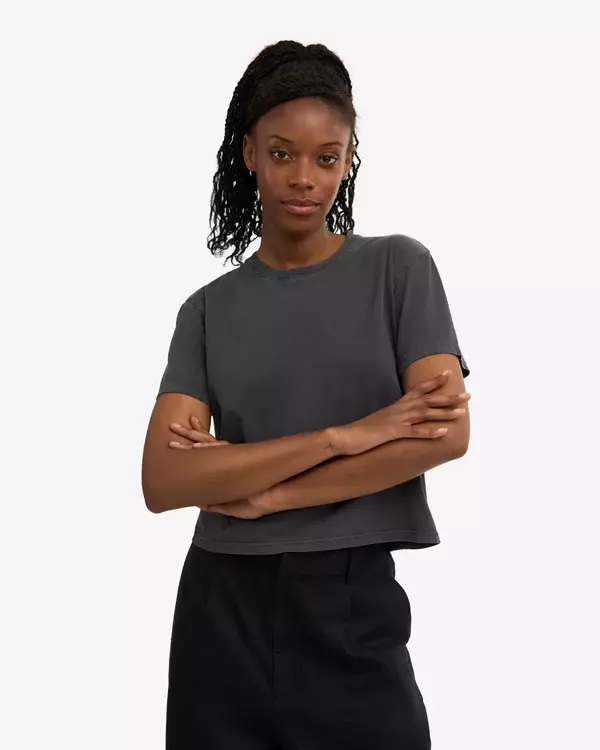Colorful Standard Organic Boxy Crop T-Shirt Faded Black Damen T-Shirt schwarz